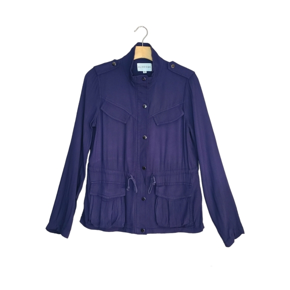 Olive & Oak Navy Blue Long Sleeve Full Zip Utility Jacket - Picture 1 of 7